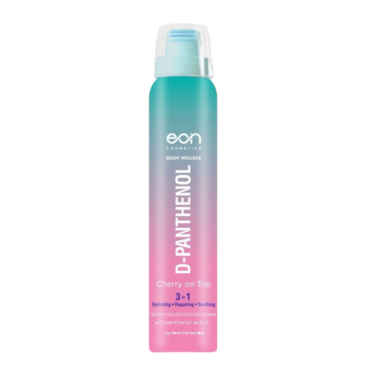 EONBodyMousseD-PanthenolIntensiveRepair_HydrationforSensitiveSkin-CherryOnTop200ml.jpg EON Body Mousse D-Panthenol Intensive Repair & Hydration for Sensitive Skin - Cherry On Top 200ml | موس جسم مرطب ومصلح للبشرة الحساسة برائحة تشيري أون توب - Image 1