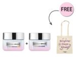 Loreal Paris Glycolic-bright Day Cream 50ml + Loreal Paris Glycolic-bright Night Cream 50ml + Free Bag | طقم كريم غليكوليك برايت النهاري والليلي 50 مل مع حقيبة مجانية
