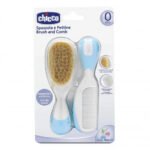 Chicco New Brush And Comb Light Blue | شيكو نظافة وعناية الطفل Brush And Comb Light أزرق
